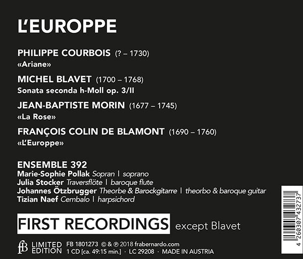【CD】アンサンブル392〈フランス・バロックのカンタータ集〉