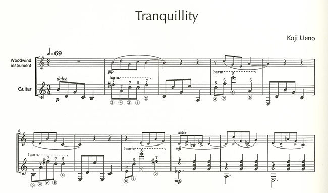 【楽譜】上野耕路:木管楽器とギターのためのTranquility(トランキュリティ)