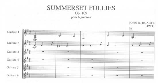 【楽譜】デュアート:サマーセット・フォリーズOp.109(6Gまたはギター合奏)フォリャによる変奏曲