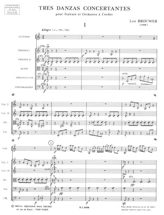 【楽譜】ブローウェル:3つの協奏舞曲(小型スコア)