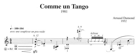 【楽譜】デュモン:タンゴのように(1981年作)