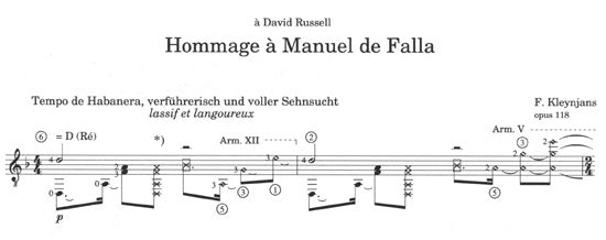 【楽譜】クレンジャンス:ファリャ讃歌Op.118(ラッセルに献呈)