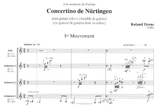 【楽譜】ディアンス:ニュルチンゲン小協奏曲(ギターソロとギター3部合奏、またはソリストを含む4G)