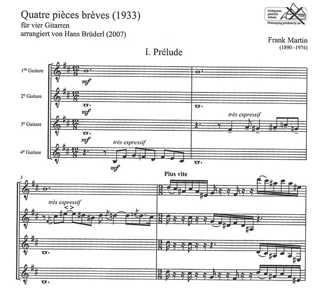 現代ギター | 【楽譜】マルタン：4つの小品(4G)［ブリューデル編］