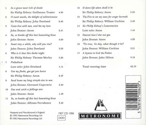 【CD】ウィルソン(Lt)+アグニュー(T)〈ダウランドやモーリーによるラヴ・ソングとソネット集〉