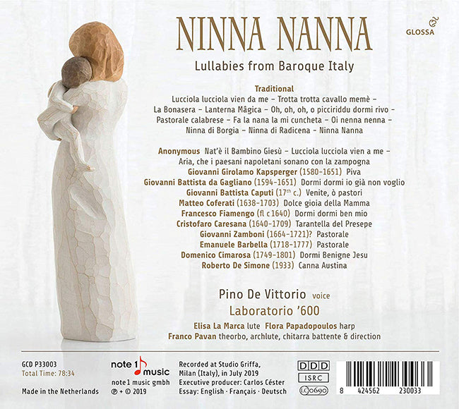 【CD】ピノ・デ・ヴィットーリオ(ヴォイス)&ラボラトリオ600〈ニンナ・ナンナ〜イタリア・バロックの子守歌〉