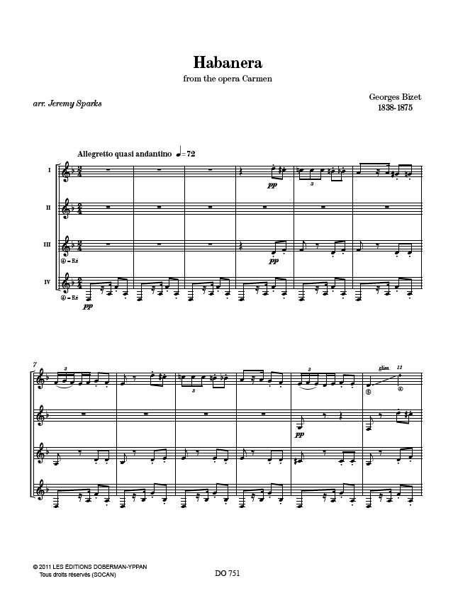 現代ギター | 【楽譜】ビゼー：カルメン組曲Vo.l1（4G）［スパークス編］