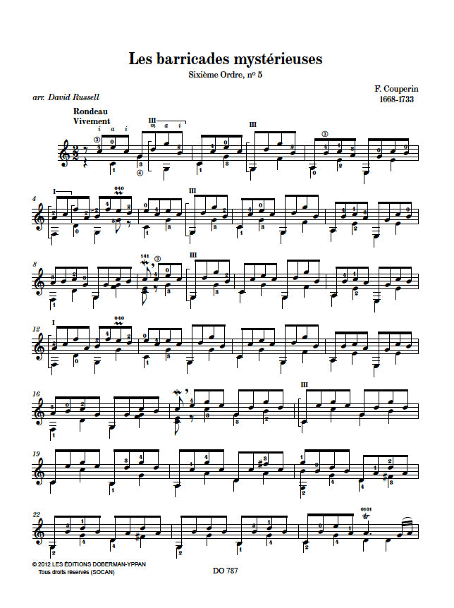 現代ギター | 【楽譜】クープラン：神秘的なバリケード、森の妖精