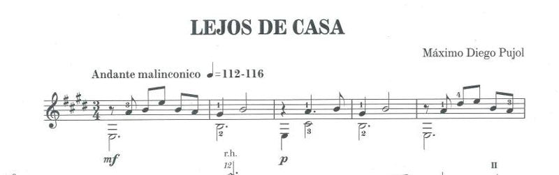【楽譜】M.D.プホール:レホス・デ・カサ Lejos de casa
