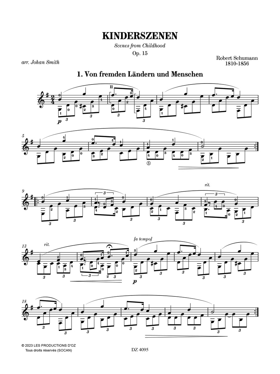 現代ギター | 【楽譜】シューマン：子供の情景（ヨハン・スミス編）