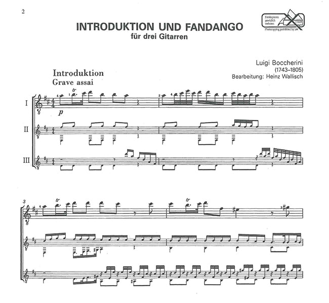 現代ギター | 【楽譜】ボッケリーニ：序奏とファンダンゴ（3G）［ヴァ