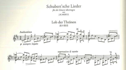 【楽譜】メルツ：ギターのための6つのシューベルト歌曲（ギター独奏版＆歌とギター伴奏版）