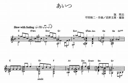 【楽譜】あいつ／平岡精二・作、長野文憲・編