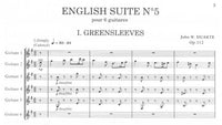 【楽譜】デュアート：イギリス組曲第5番（6Gまたはギター合奏）グリーンスリーヴス，メイスリー夫人，がみがみ言う女房，以上全3楽章