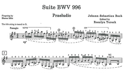 【楽譜】バッハ：リュート組曲第1番BWV996［テューレック編イズビン運指］