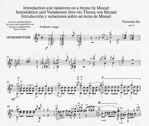デハーン　スザート変奏曲 楽譜】ソル：魔笛の主題による変奏曲Op.9［イエペス校訂］ – 現代ギター