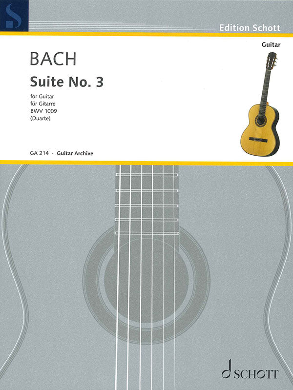【楽譜】バッハ：無伴奏チェロ組曲No.3BWV1009［デュアート編曲］