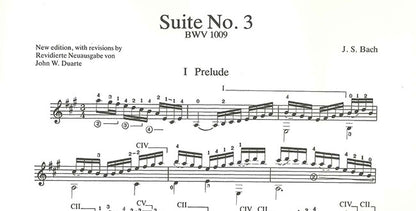 【楽譜】バッハ：無伴奏チェロ組曲No.3BWV1009［デュアート編曲］