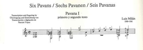 【楽譜】ミラン：6つのパバーナ［イエペス編曲］