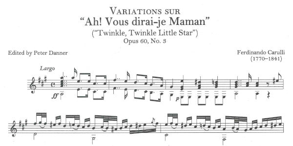 【楽譜】カルッリ：きらきら星の主題による変奏曲Op.60-3［ダナー校訂］