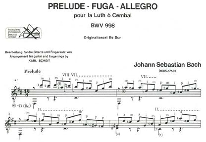 【楽譜】バッハ：プレリュード・フーガ・アレグロBWV998［シャイト編曲］