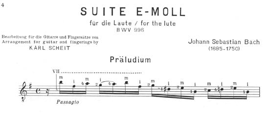 【楽譜】バッハ：リュート組曲第1番 BWV996［シャイト編曲］
