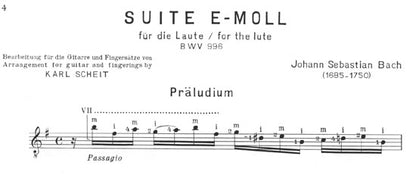 【楽譜】バッハ：リュート組曲第1番 BWV996［シャイト編曲］