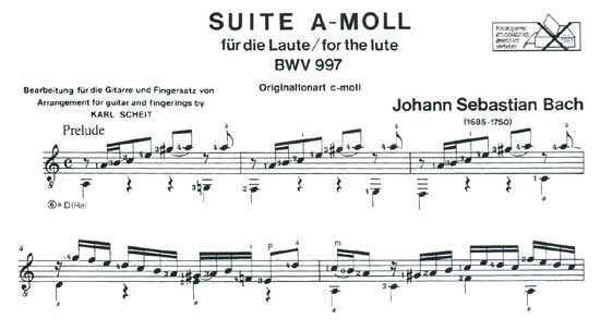 【楽譜】バッハ：リュート組曲第2番 BWV997［シャイト編曲］