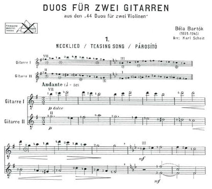 【楽譜】バルトーク：44の二重奏曲より（9曲）［シャイト編曲］