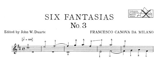 【楽譜】ダ・ミラノ：6つのファンタジア［デュアート編曲］ファンタジア第3，17，30，31，34，35番［キエザ番号］