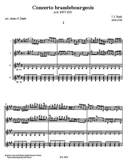 【楽譜】バッハ：ブランデンブルク協奏曲第6番BWV1051（4G）［スミス編曲］