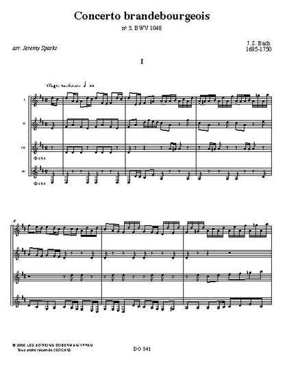 【楽譜】バッハ：ブランデンブルク協奏曲第3番BWV1048（4G）［スパークス編曲］