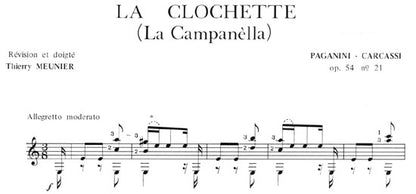 【楽譜】パガニーニ：ラ・カンパネラ［カルカッシ編曲ムニエル校訂］カルカッシの作品番号はOp.54-21。弾きやすい編曲です