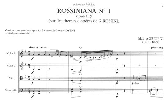 【楽譜】ジュリアーニ：ロッシニアーナ第1番Op.119（G&StQ）［ディアンス編曲］