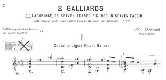 【楽譜】ダウランド：2つのガリアルド［シャイト編曲］