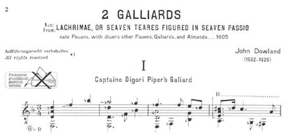 【楽譜】ダウランド：2つのガリアルド［シャイト編曲］