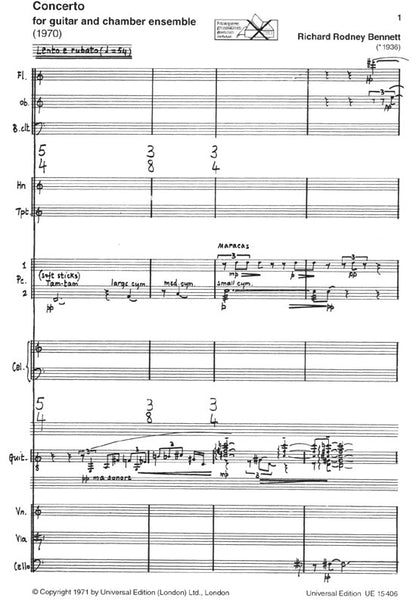 【楽譜】ベネット：ギター協奏曲（G&Orch）［ブリームに献呈］フルスコア