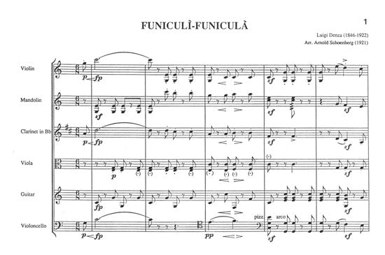 楽譜】シェーンベルク：3つの編曲（デンツァ：フニクリ＝フニクラ