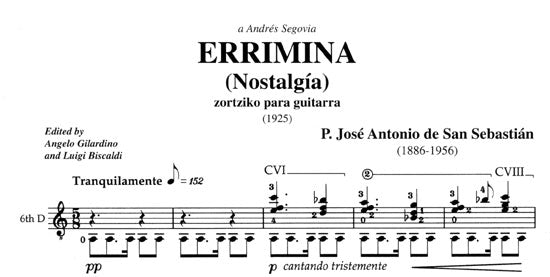 【楽譜】サン・セバスチャン（ドノスティア）：ノスタルジア◆セゴビア・アーカイブ・シリーズ［ジラルディーノ&ビスカルディ校訂］