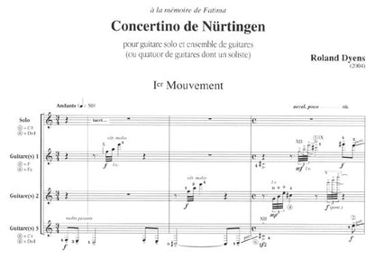 【楽譜】ディアンス：ニュルチンゲン小協奏曲（ギターソロとギター3部合奏、またはソリストを含む4G）
