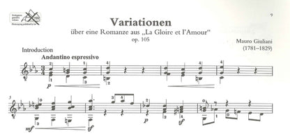 【楽譜】ジュリアーニ：ロマンス「愛と名誉」による変奏曲Op.105[シャイト編]（ニュー・カール・シャイト・ギター・エディション）