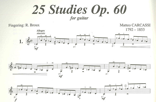 【楽譜】カルカッシ：25のエチュードOp.60［ブルー運指］