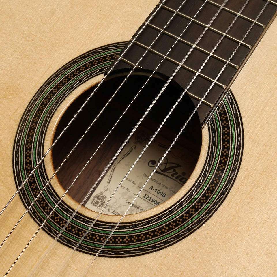 アリア Aria 年 A-100S (松・ローズウッド 650ｍｍ)【新品】 クラシックギター