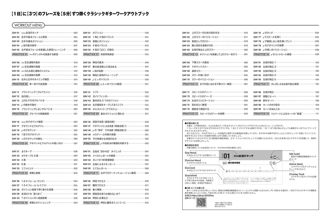 【楽譜】1日に3つのフレーズを5分ずつ弾くクラシックギターワークアウトブック／富川勝智・著