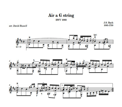 【楽譜】バッハ：G線上のアリア、パストラーレBWV590、シンフォニアBWV156［ラッセル編］
