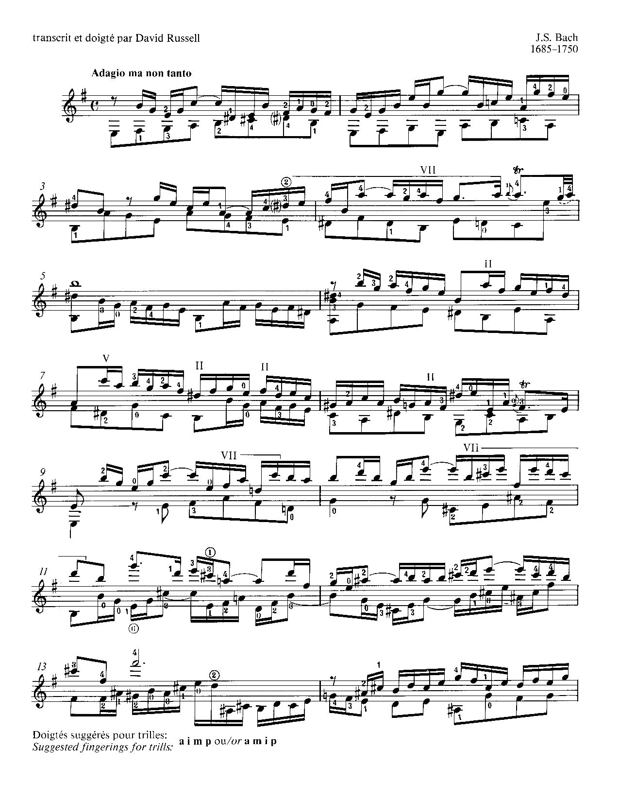 【楽譜】バッハ：ソナタBWV1034［ラッセル編曲］