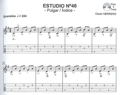 【楽譜】オスカル・エレーロ：フラメンコギターのための12の練習曲〜上級編（タブ譜・CD付き）