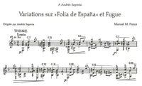 【楽譜】ポンセ：「スペインのフォリア」による変奏曲とフーガ［セゴビア運指］