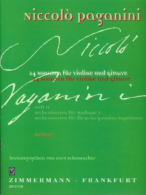 【楽譜】パガニーニ：24のソナタ集第2巻（Vn&G）［シューマッハー校訂］Op.5（T夫人に献呈），Op.6（ナポレオン王女），