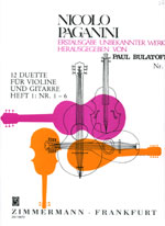 【楽譜】パガニーニ：12の二重奏曲Vol.1：№1〜6（Vn&G）［ブラトフ校訂］